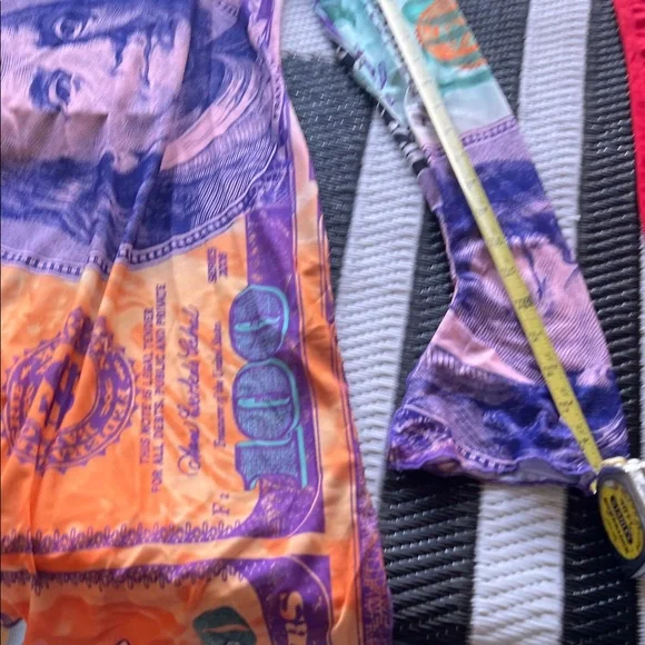 # 0660 **See through Multicolor Money Print Shirt - Picture 4 of 11